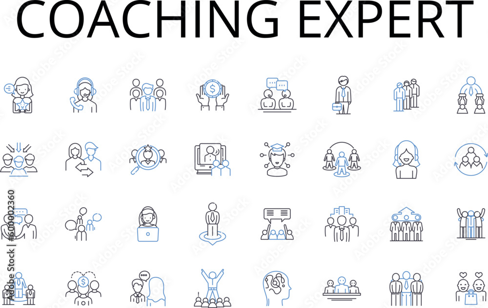 Coaching expert line icons collection. Strategic thinker, Leadership guru, Motivational speaker, Goal setter, Management mentor, Empowerment coach, Innovation consultant vector and linear illustration Coaching expert line icons collection. Strategic thinker, Leadership guru, Motivational speaker, Goal setter, Management mentor, Empowerment coach, Innovation consultant vector and linear illustration