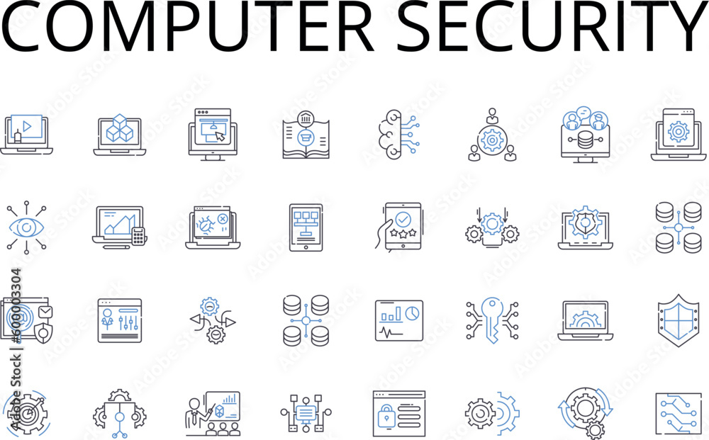 Computer security line icons collection. Data protection, Nerk safety, Access control, Information privacy, Cyber defense, Digital security, Online safety vector and linear illustration. Information Computer security line icons collection. Data protection, Nerk safety, Access control, Information privacy, Cyber defense, Digital security, Online safety vector and linear illustration. Information