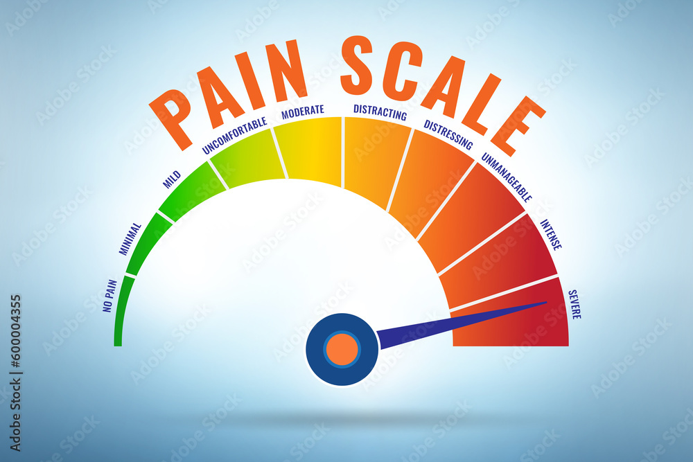 Concept of pain scale from moderate to strong Concept of pain scale from moderate to strong
