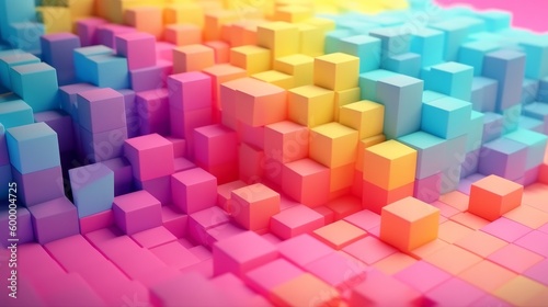 A vibrant and playful background filled with colorful cubes. Generative ai