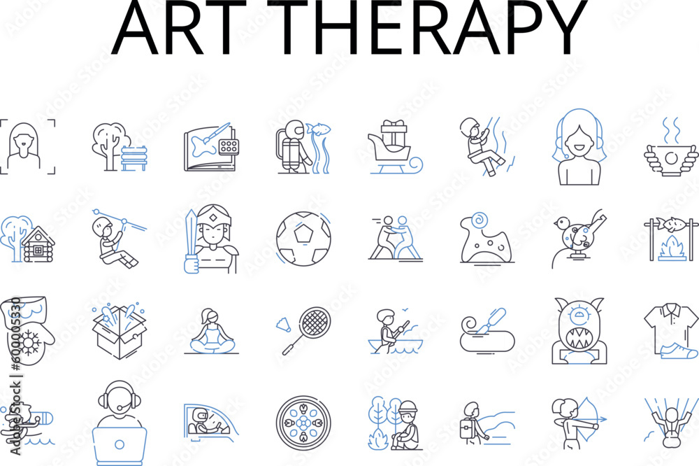 Art therapy line icons collection. Music therapy, Play therapy, Drama therapy, Movement therapy, Narrative therapy, Gestalt therapy, Poetry therapy vector and linear illustration. Sandplay therapy Art therapy line icons collection. Music therapy, Play therapy, Drama therapy, Movement therapy, Narrative therapy, Gestalt therapy, Poetry therapy vector and linear illustration. Sandplay therapy