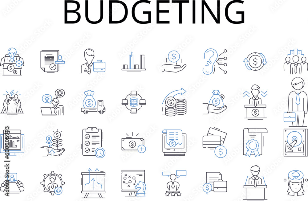 Budgeting line icons collection. Accounting, Financing, Saving, Economizing, Restricting, Thriftiness, Frugality vector and linear illustration. Cutting back,Bargaining,Pinching pennies outline signs Budgeting line icons collection. Accounting, Financing, Saving, Economizing, Restricting, Thriftiness, Frugality vector and linear illustration. Cutting back,Bargaining,Pinching pennies outline signs