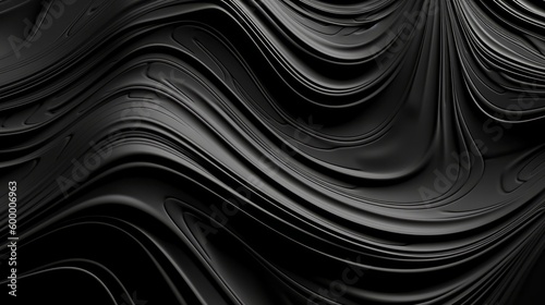 An abstract black background with wavy lines. Generative ai