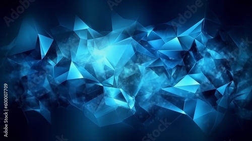 A vibrant blue abstract background with overlapping triangles. Generative ai