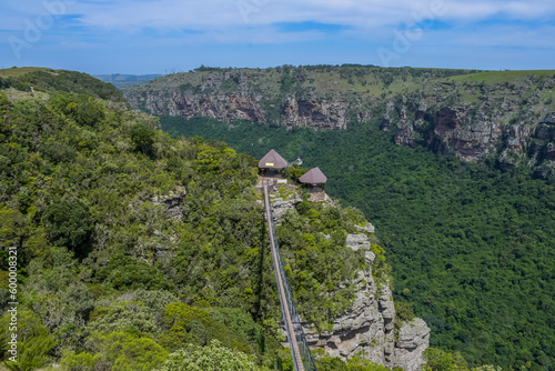 Lake Eland Nature reserve in Oribi gorge with a hanging suspension bridge photo