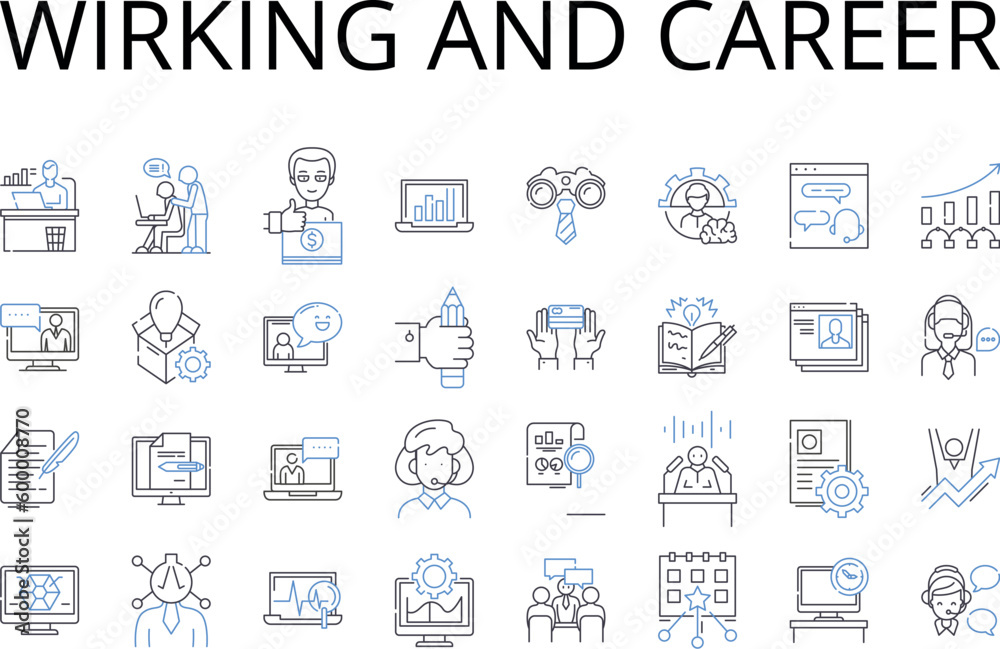 Wirking and career line icons collection. Job and profession, Occupation and employment, Trade and craft, Vocation and calling, Livelihood and sustenance, Workforce and staff, Labor and toil vector Wirking and career line icons collection. Job and profession, Occupation and employment, Trade and craft, Vocation and calling, Livelihood and sustenance, Workforce and staff, Labor and toil vector
