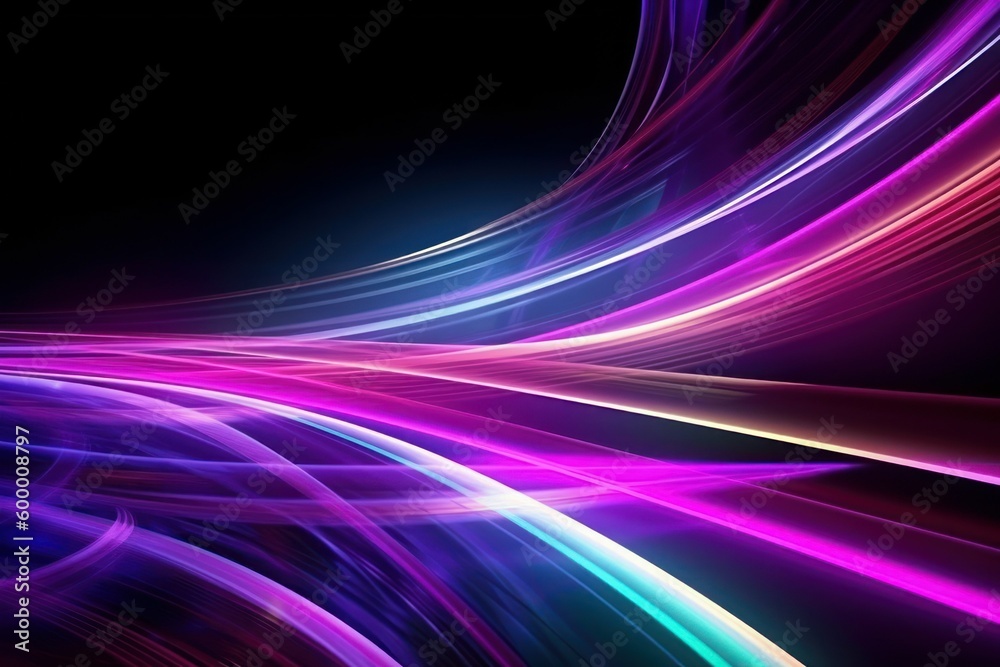 Spectrum neon lights abstract background. Futuristic curves. AI generated, human enhanced Spectrum neon lights abstract background. Futuristic curves. AI generated, human enhanced