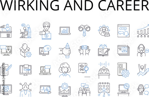Wirking and career line icons collection. Job and profession, Occupation and employment, Trade and craft, Vocation and calling, Livelihood and sustenance, Workforce and staff, Labor and toil vector