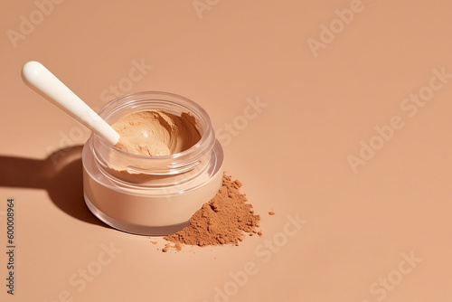 Make-up product, Face powder on a beige background