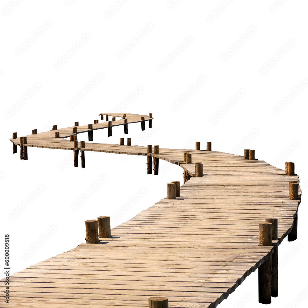 Εκτύπωση καμβά wooden bridge over white background