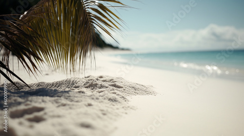 Paradise Beach with White Sands, Palm Trees and Turquoise Waters, With Generative AI