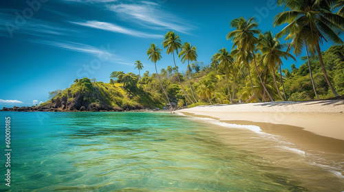 Paradise Beach with White Sands  Palm Trees and Turquoise Waters  With Generative AI