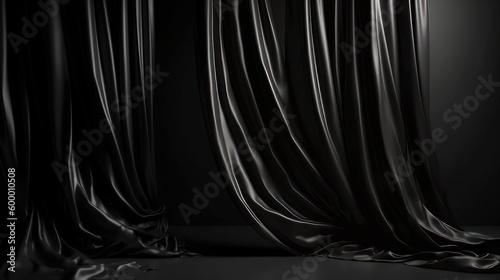 A monochromatic curtain in black and white. Generative ai