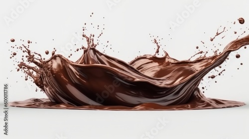 A splatter of chocolate on a clean white surface. Generative ai