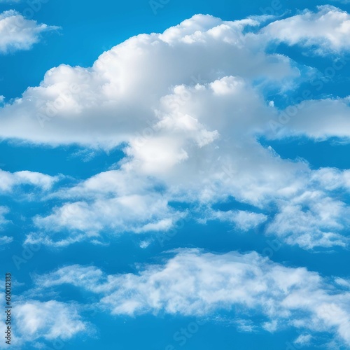 Seamless Cloudscape  White Clouds in Blue Sky Illustration  Generative AI 