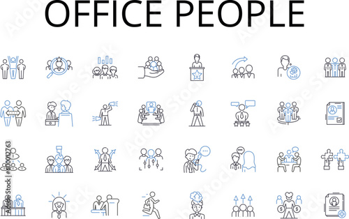 Office people line icons collection. White collar workers, Corporate personnel, Employees, Staff, Business professionals, Managers, Team members vector and linear illustration. Co-workers,Desk jockeys