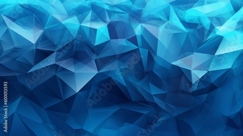 A geometric abstract background with blue triangles. Generative ai