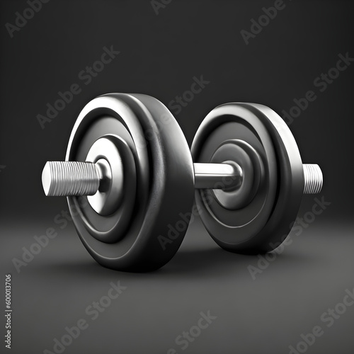 A set of dumbbell on a black background with copy space