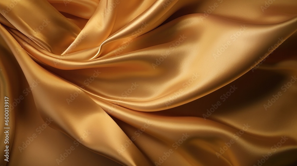 Fototapeta premium A close-up view of a shimmering gold satin fabric texture. Generative ai