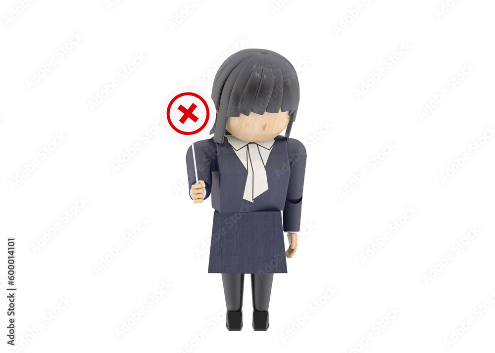 木製人形風3DCGイラスト スーツの女性 NOT OK 木製人形風3DCGイラスト スーツの女性 NOT OK