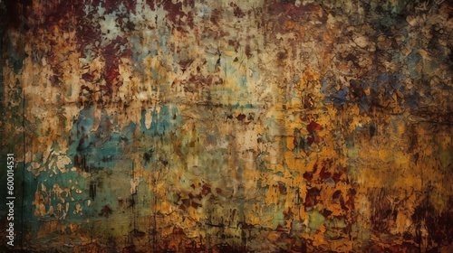 An abstract painting resembling rusted paint on a wall. Generative ai