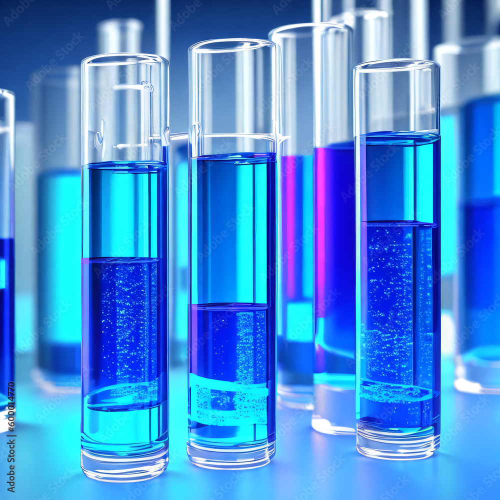 Scientific tubes with various colored fluids in a modern laboratory. Technology, progress, research concept created with generative AI. Scientific tubes with various colored fluids in a modern laboratory. Technology, progress, research concept created with generative AI.