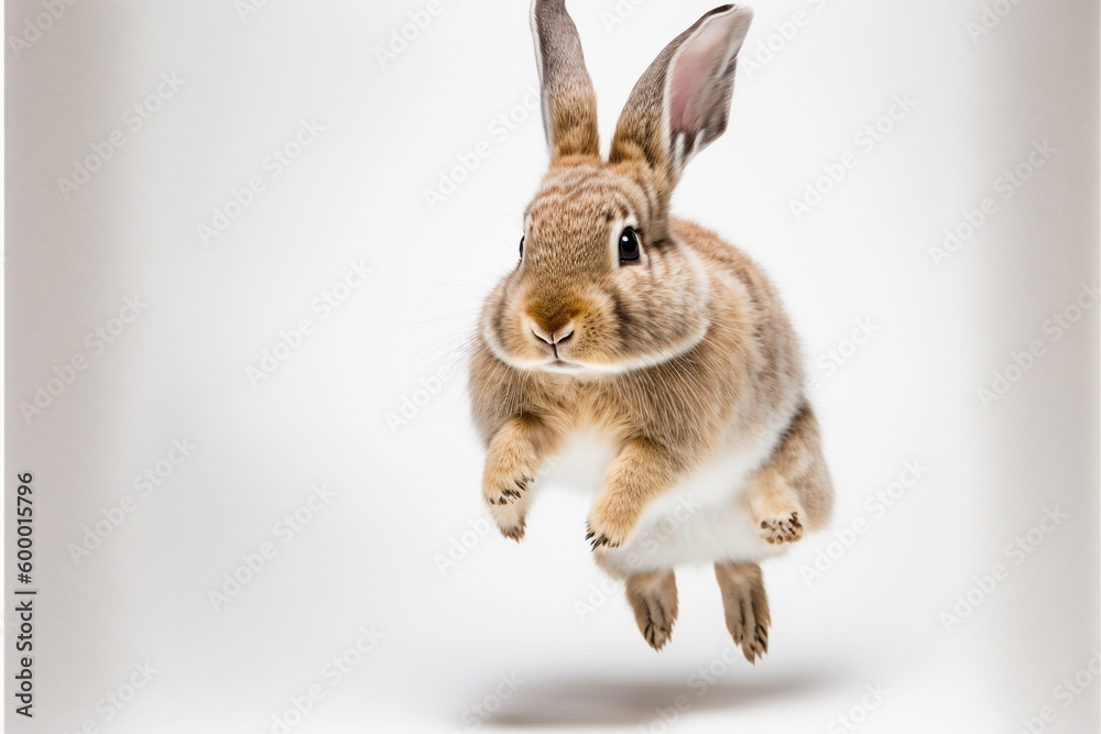 white rabbit jump on white background, full body with free space, Made ...