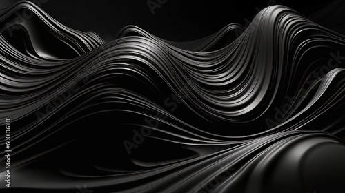Abstract Black Background with Wavy Lines. Generative ai