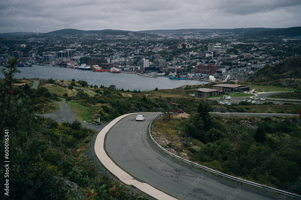 St. John's cityscape with a port, capital city of Newfoundland and Labrador, Canada