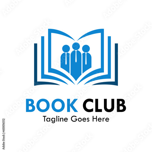 Book club logo template illustration. there are book and people