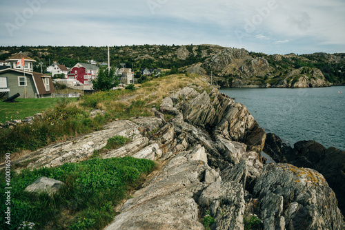 Brigus, Newfoundland, Canada - sep 2022 Small fishing village on a calm, grey day photo