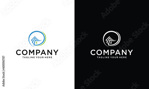 fast money logo combination. Fast paying symbol or icon. Unique money and digital logotype design template. on a black and white background.
