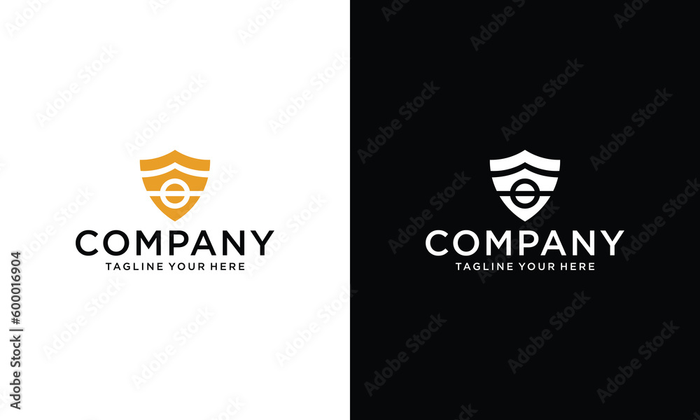 Shield Logo Template Design Vector on a black and white background.
