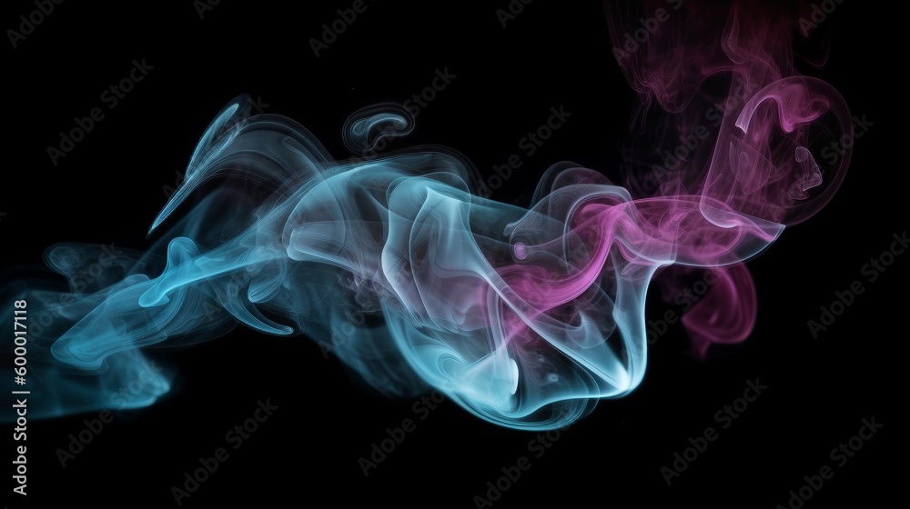 Colorful smoke on a dark background. Generative ai