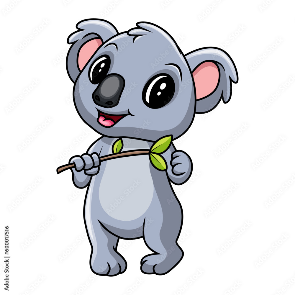 Obraz premium Koala Bear With Green Leaves