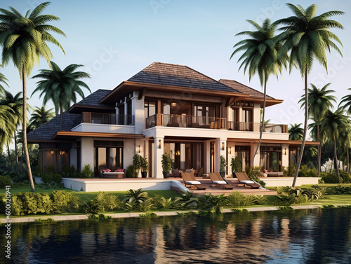 A Large Home with a Tropical Architecture Design | Generative AI