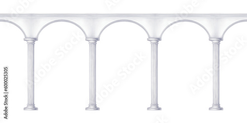 Fototapeta Classical antique colonnade of marble columns in Roman and Renaissance style