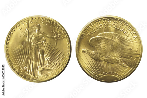 Old coin. U.S. Coin. Double Eagle. Vector illustration.