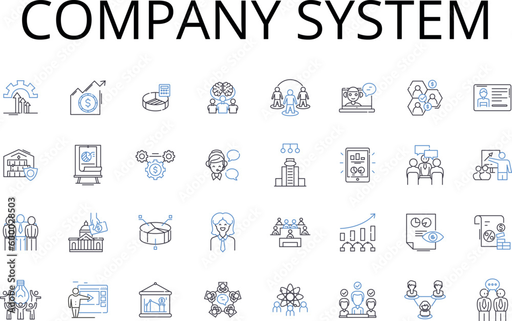 Company system line icons collection. Business structure, Corporation framework, Enterprise platform, Organization nerk, Company apparatus, Firm infrastructure, Establishment mechanism vector and Company system line icons collection. Business structure, Corporation framework, Enterprise platform, Organization nerk, Company apparatus, Firm infrastructure, Establishment mechanism vector and