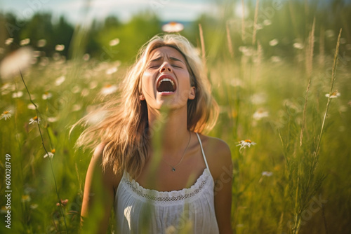 young adult woman in the gr...