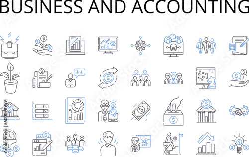 Business and accounting line icons collection. Commerce, Enterprise, Corporate, Trade, Finance, Investment, Economics vector and linear illustration. Banking,Entrepreneurship,Management outline signs