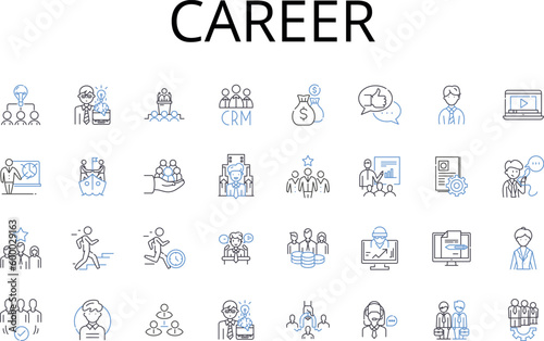 Career line icons collection. Job, Profession, Employment, Occupation, Vocation, Trade, Workforce vector and linear illustration. Livelihood,Calling,Avocation outline signs set
