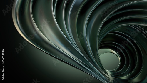 Fototapeta Naklejka Na Ścianę i Meble -  green beautiful contemporary engraved plate on twisted metal abstract and ElegantModern 3d rendering graphic elements