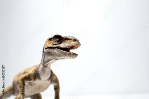 small dinosaur with an open mouth in a close-up view Generative AI