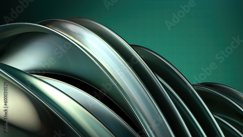 Fototapeta Naklejka Na Ścianę i Meble -  green textured metal plate with beautiful engraved bends abstract and ElegantModern 3d rendering graphic elements