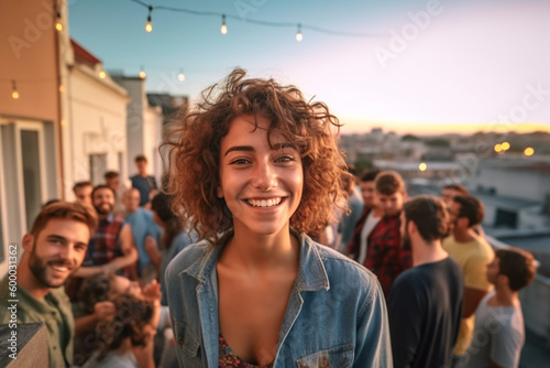 young adult woman on a balc...