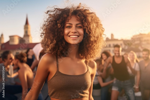 young adult woman on a balc...