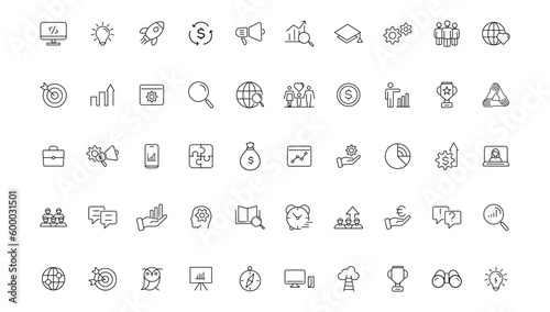 Development & Start up thin line icons set. Development editable stroke icon. Start up symbols collection.