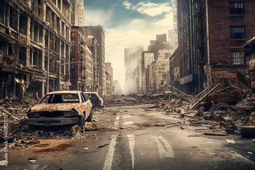 Photographie Post apocalyptic city background