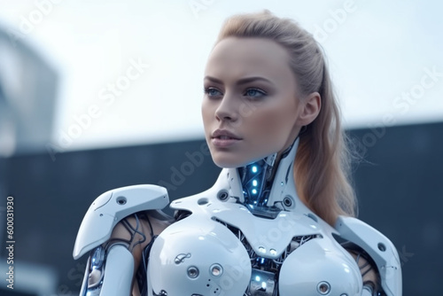 woman with robot body parts...